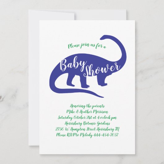 Invitation Baby shower Dinosaur (Devant)