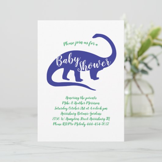 Invitation Baby shower Dinosaur (Debout devant)