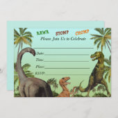 Invitation baby shower Dinosaur (Devant / Derrière)