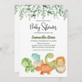 Invitation Baby shower Dinosaur (Devant / Derrière)