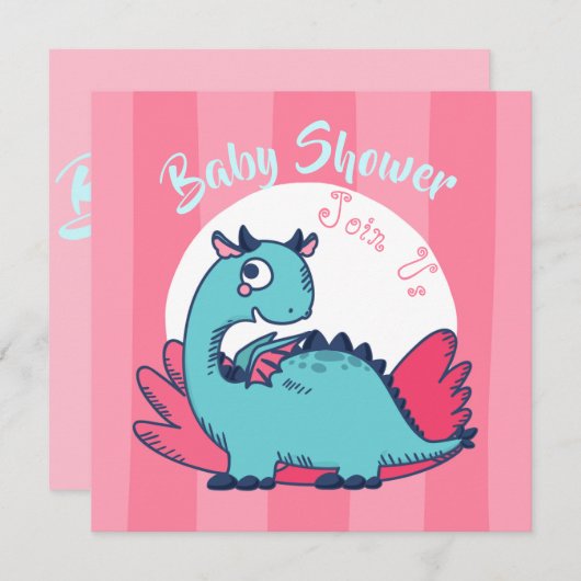 Invitation Baby shower Dinosaur (Devant / Derrière)