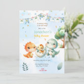 Invitation Baby shower Dinosaur (Debout devant)