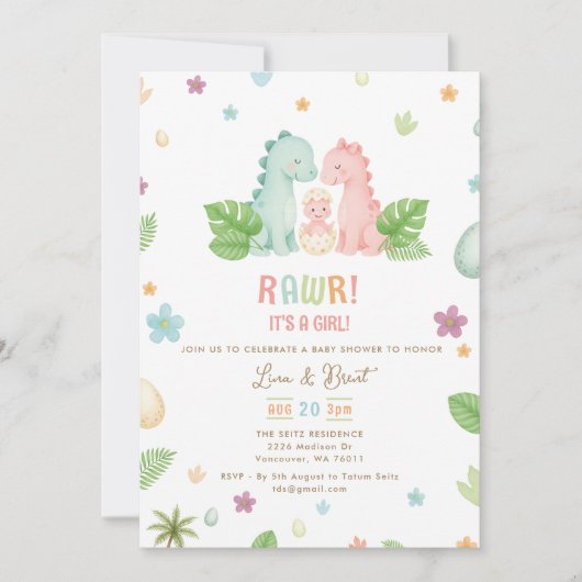 Invitation Baby shower Dinosaur (Devant)