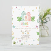 Invitation Baby shower Dinosaur (Debout devant)