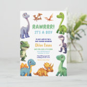 Invitation Baby shower Dinosaur (Debout devant)