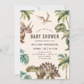 Invitation Baby shower Dinosaur aquarelle (Devant)