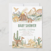 Invitation Baby shower Dinosaur Aquarelle Moderne (Devant)