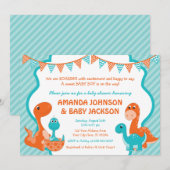 Invitation Baby shower Dinosaur avec enveloppes (Devant / Derrière)