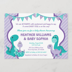 Invitation Baby shower Dinosaur avec enveloppes