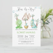 Invitation Baby shower Dinosaur Boy (Debout devant)