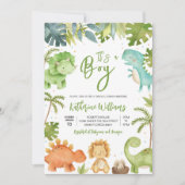 Invitation Baby shower Dinosaur Boy (Devant)