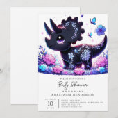 Invitation Baby shower Dinosaur de dessin amusant (Devant / Derrière)