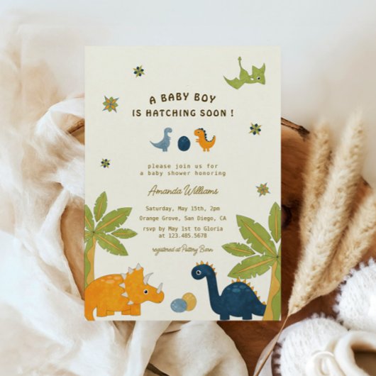 Invitation Baby shower Dinosaur en caricature