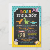 Invitation Baby shower Dinosaur - Garçon (Devant)