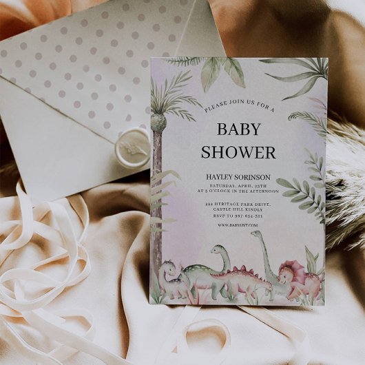 Invitation Baby shower Dinosaur mariage