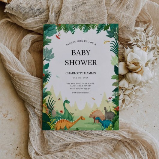 Invitation Baby shower Dinosaur mariage
