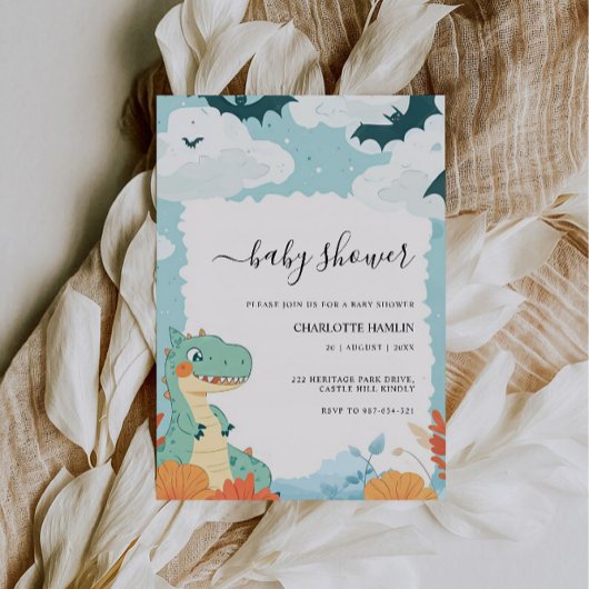 Invitation Baby shower Dinosaur mariage