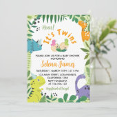 Invitation Baby shower Dinosaur Twins (Debout devant)