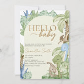Invitation Baby shower Dinosaur verdoyant (Devant)
