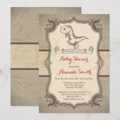 Invitation Baby shower Dinosaur Vintage Rétro (Devant / Derrière)