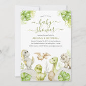 Invitation Baby shower Dinosaure Aquarelle Douce (Devant)
