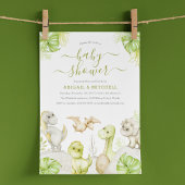 Invitation Baby shower Dinosaure Aquarelle Douce