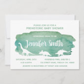 Invitation Baby shower Dinosaure Aquarelle Verte (Devant)