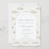 Invitation Baby Shower Dinosaure Bleu Douce (Devant)