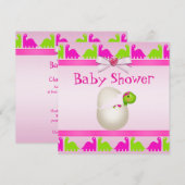Invitation Baby shower Dinosaure de la petite fille nouvellem (Devant / Derrière)