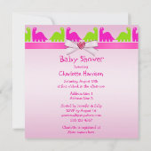Invitation Baby shower Dinosaure de la petite fille nouvellem (Dos)