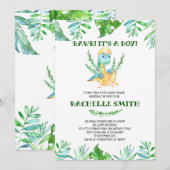Invitation Baby Shower Dinosaure Feuillage (Devant / Derrière)
