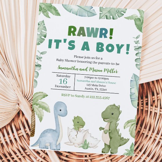 Invitation Baby Shower Dinosaure Garçon