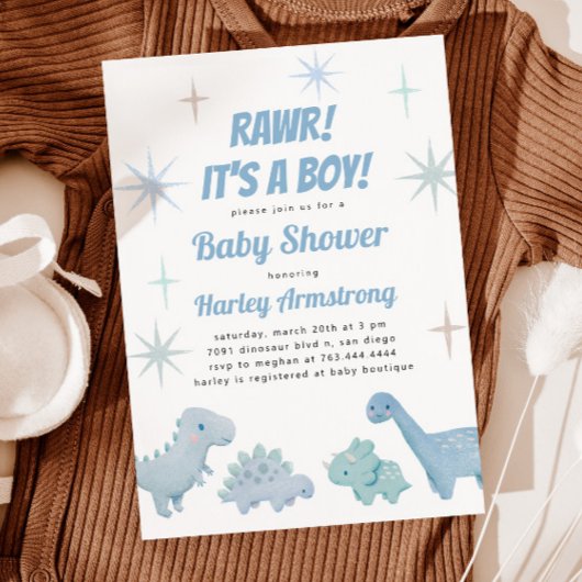 Invitation Baby Shower Dinosaure Garçon