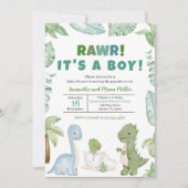 Invitation Baby Shower Dinosaure Garçon (Devant)
