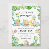 Invitation Baby-Shower Dinosaure Mignon (Devant)