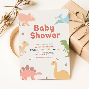 Invitation Baby Shower Dinosaure Mignon Aquarelle Moderne