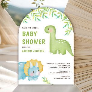 Invitation Baby Shower Dinosaure Mignon Aquarelle Moderne