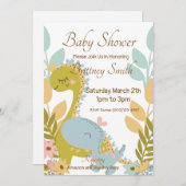 Invitation Baby shower Dinosaure, neutre pour les  (Devant / Derrière)