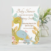 Invitation Baby shower Dinosaure, neutre pour les  (Debout devant)