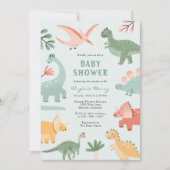 Invitation Baby Shower Dinosaure Vert (Devant)