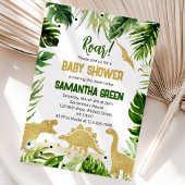 Invitation Baby Shower Dinosaure Vert et Or