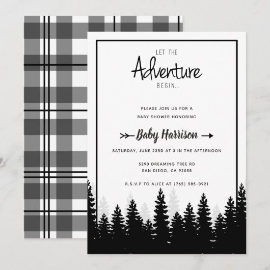 Invitation Baby shower d'invitation à l'aventure Arbre Baby s (Devant / Derrière)