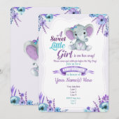 Invitation Baby shower d'invitation aux éléphants Turquoises  (Devant / Derrière)