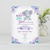 Invitation Baby shower d'invitation aux éléphants Turquoises  (Debout devant)