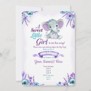 Invitation Baby shower d'invitation aux éléphants Turquoises