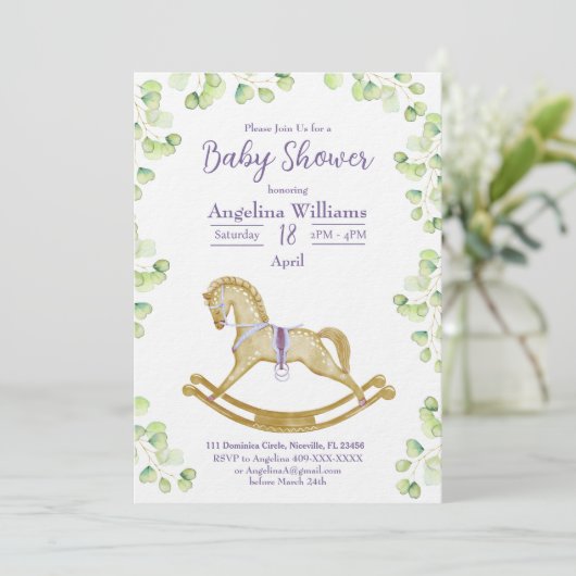 Invitation Baby shower d'invitation avec des designs charmant (Debout devant)