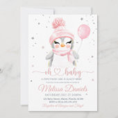 Invitation Baby shower d'invitation de Penguin de flocon de n (Devant)