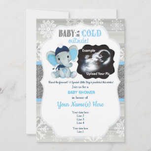 Invitation Baby shower d'invitation Elephant Winter Ultrasoun