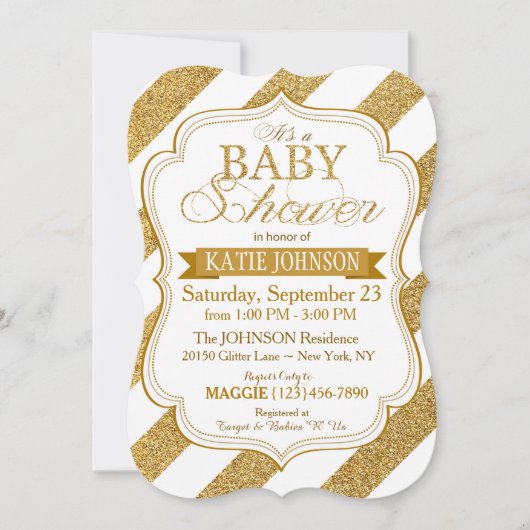 Invitation Baby shower d'invitation Gold Parties scintillant (Devant)