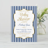 Invitation Baby shower d'invitation pour Garçon bleu marine (Debout devant)